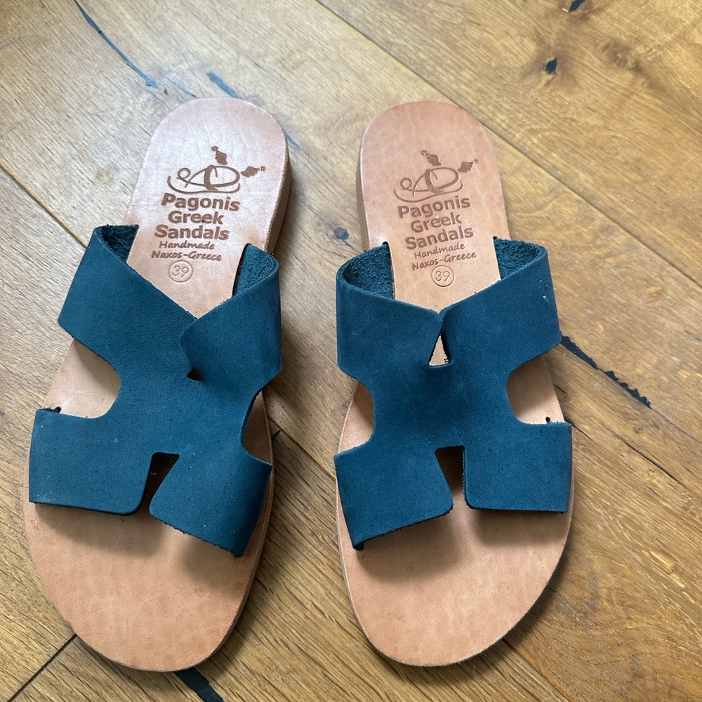 Greek Sandals in Teal bought in Greece, Naxos